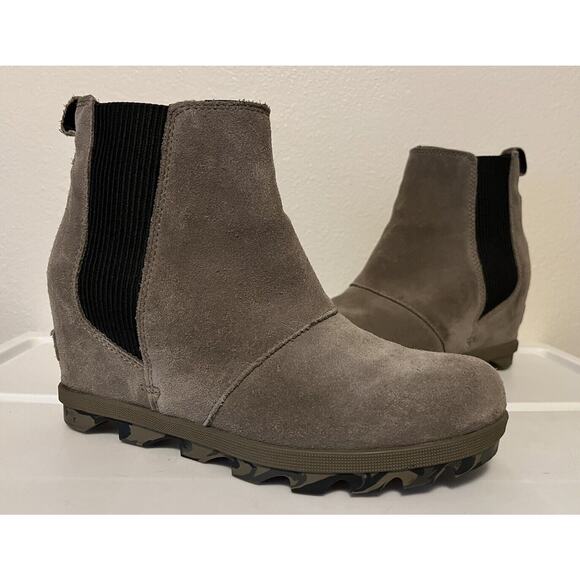 Sorel Shoes - Sorel Joan of Arctic Waterproof Suede Hidden Wedge Ankle Boot Green Women’s Sz 8